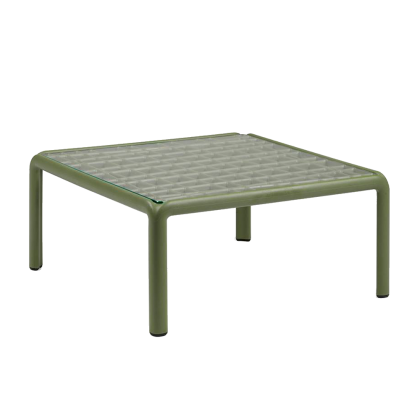 KOMODO TAVOLINO VETRO, столик пластиковый cо столешницей  из стекла (agave/агава)