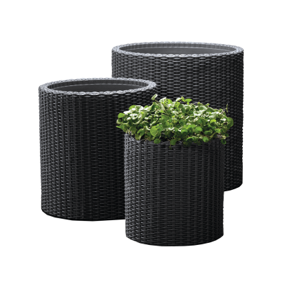 CYLINDER S+M+L, набор из 3 кашпо (графит)