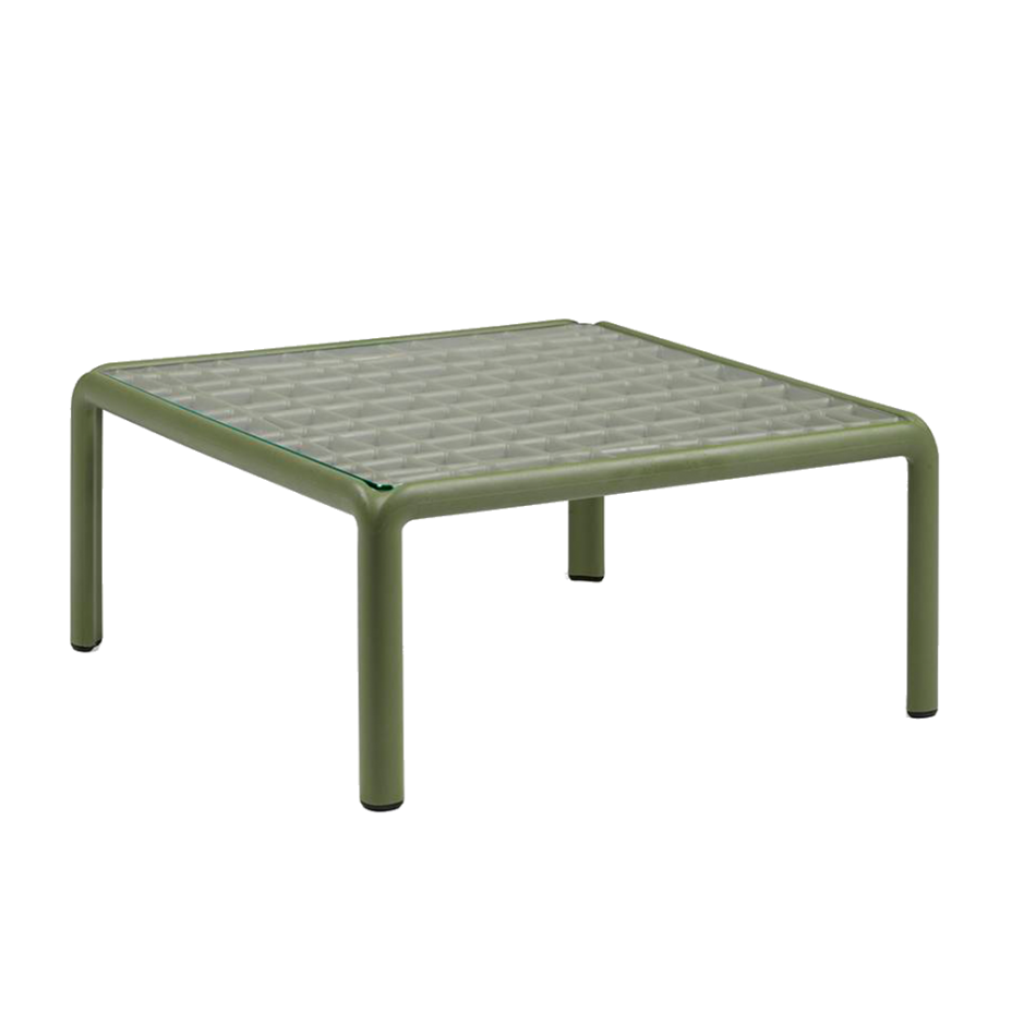 KOMODO TAVOLINO VETRO, столик пластиковый cо столешницей  из стекла (agave/агава)