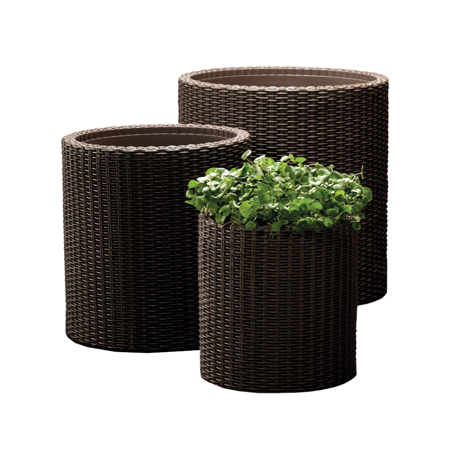 CYLINDER S+M+L, набор из 3 кашпо (коричневый)