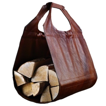 Дровница кожаная с подставкой