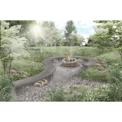 Скамья бетонная полукруглая (SKM180)