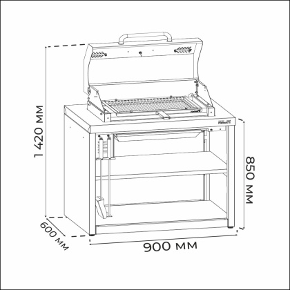 Модуль уличной кухни SMART-1200 Мангал-термо Helios