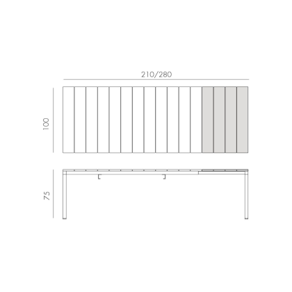 RIO ALU 210 EXTENSIBILE, стол металлический раздвижной 210 - 280 см (antracite/антрацит)