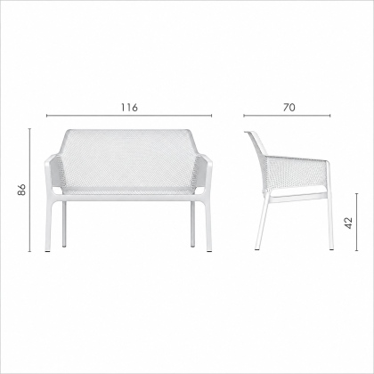 NET BENCH, скамья пластиковая (bianco/белый)