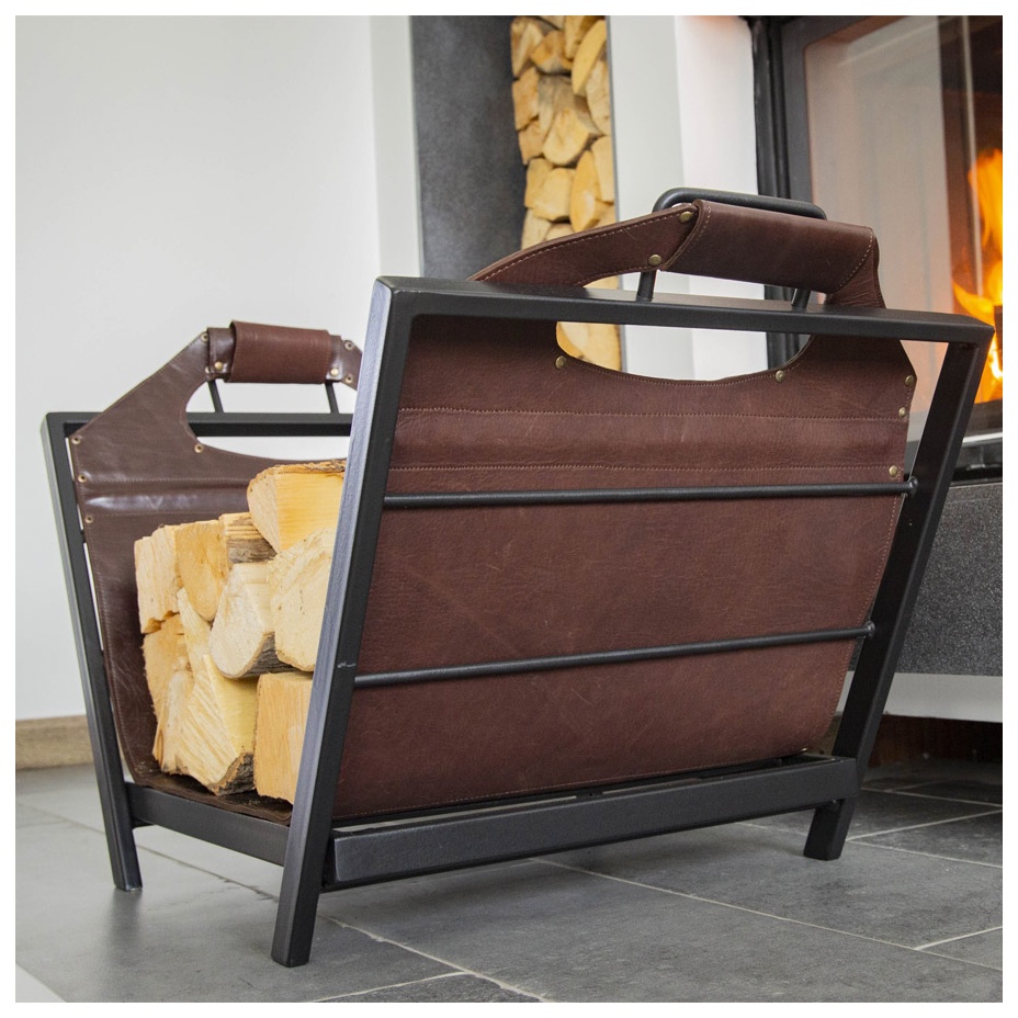 Дровница кожаная с подставкой