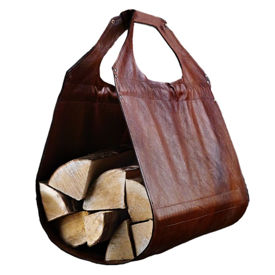 Дровница кожаная с подставкой