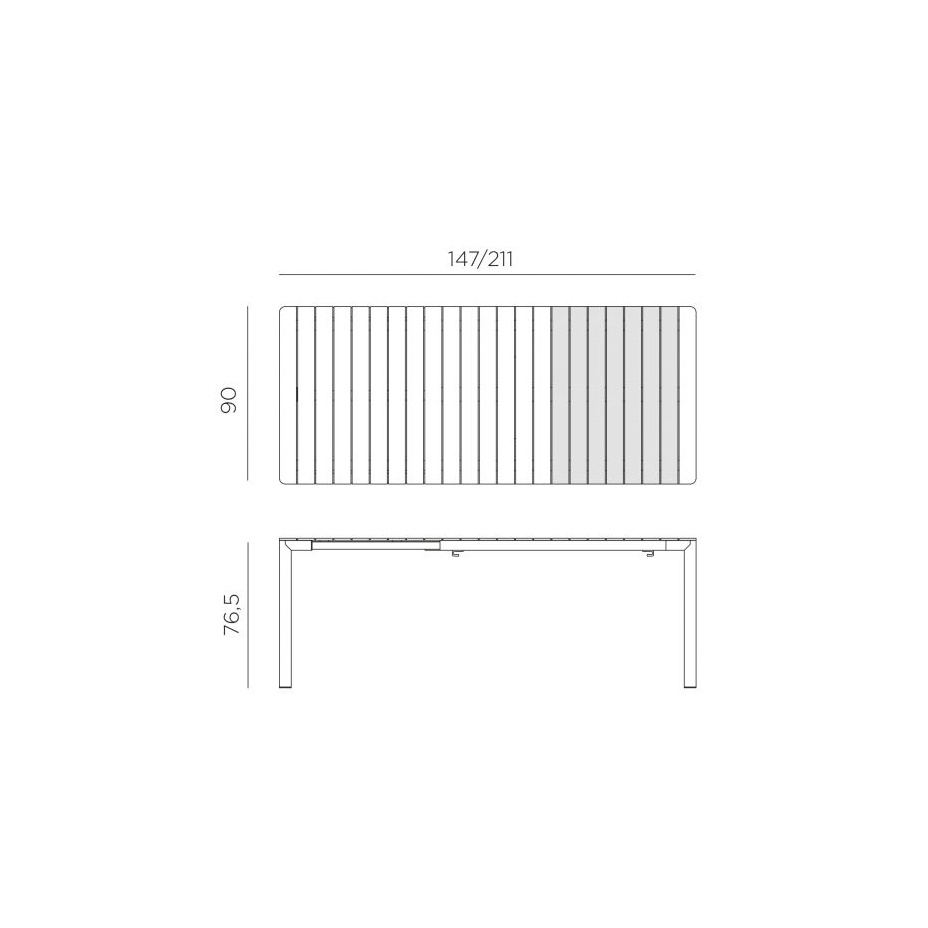 Tevere 147 Extensible, металлический раздвижной стол 147-211 см (antracite/антрацит)