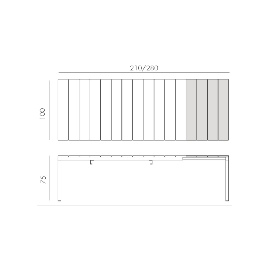 RIO ALU 210 EXTENSIBILE, стол металлический раздвижной 210 - 280 см (bianco/белый)