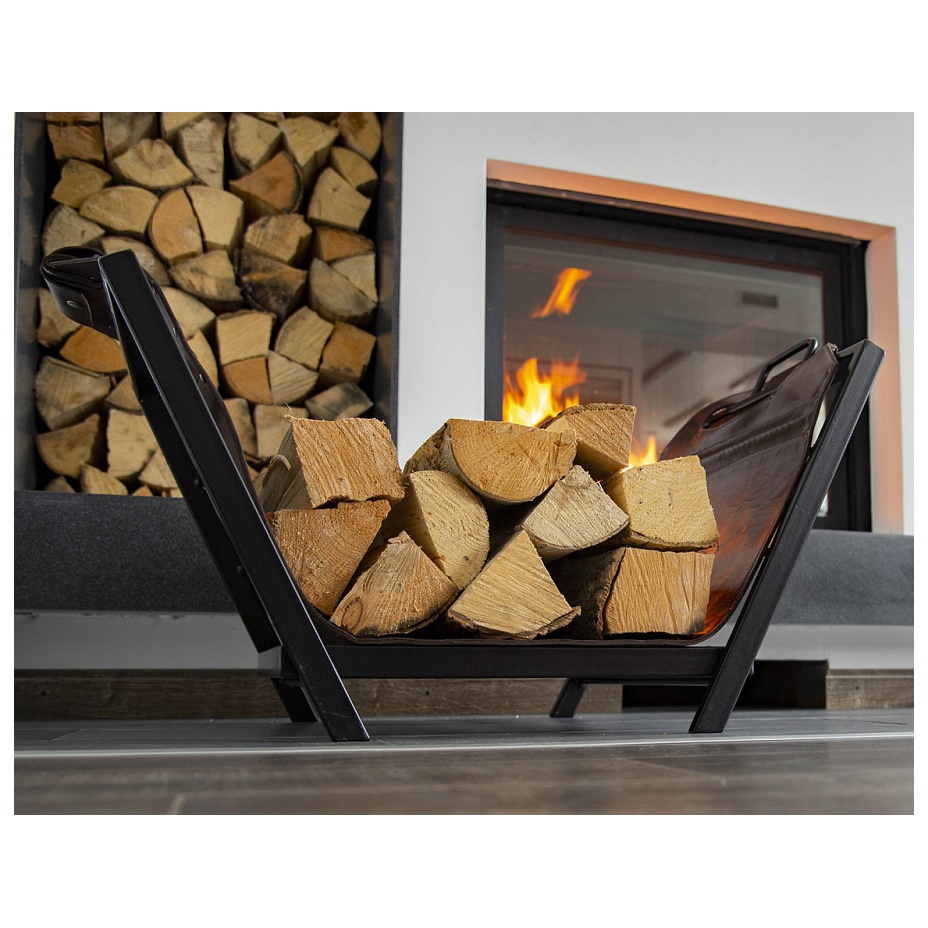 Дровница кожаная с подставкой