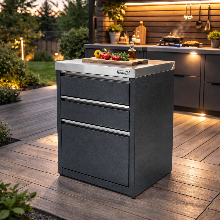 Модуль уличной кухни SMART-600 Стол с тремя ящиками Helios