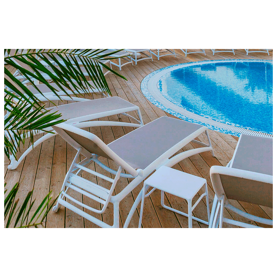 ATLANTICO, шезлонг-лежак с текстиленом (bianco/белый, текстиль тортора)