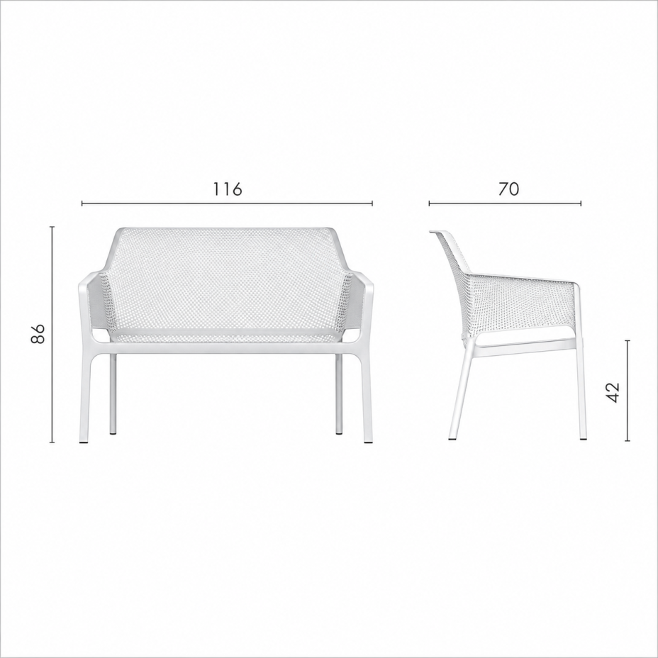 NET BENCH, скамья пластиковая (bianco/белый)