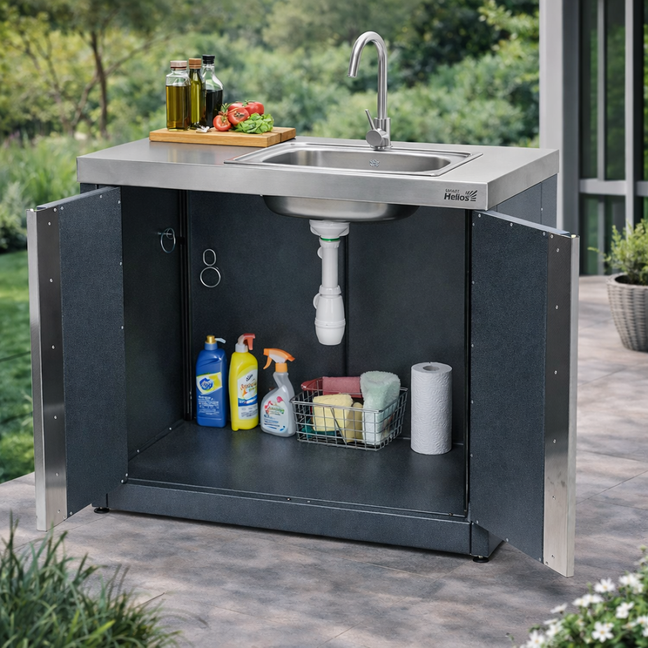 Модуль уличной кухни SMART-900 Шкаф с мойкой Helios