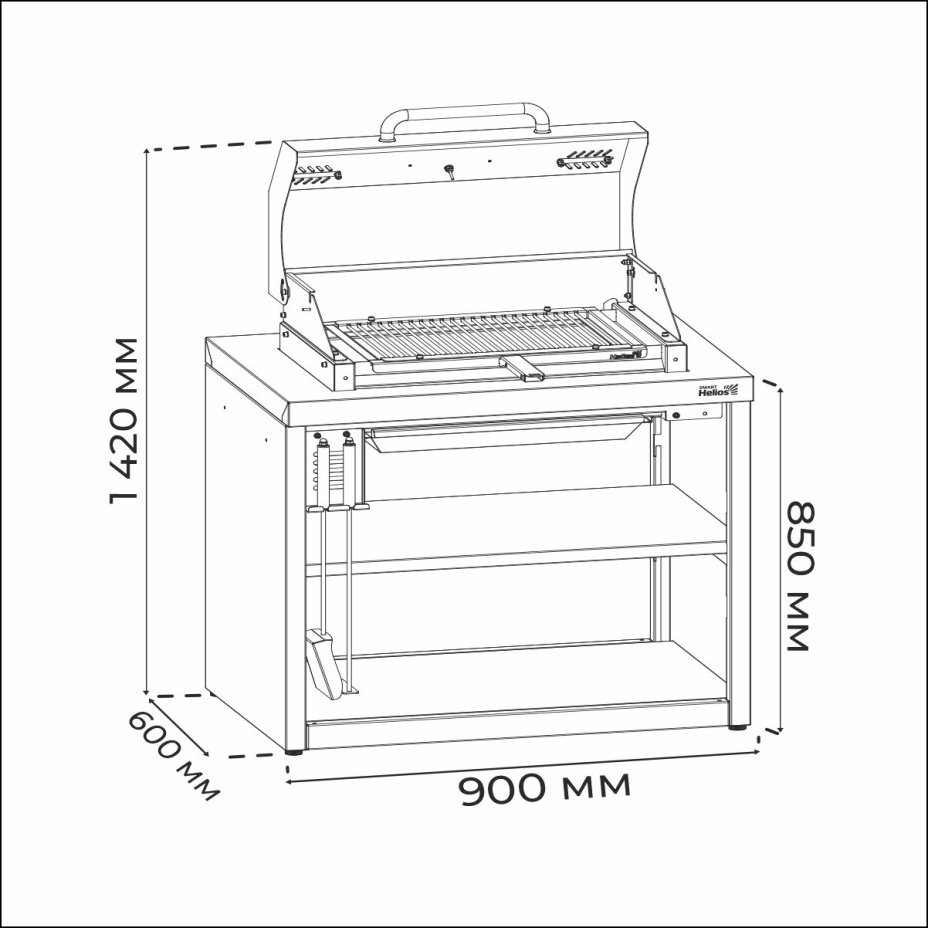Модуль уличной кухни SMART-900 Мангал-термо Helios
